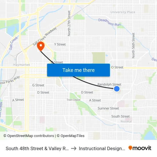 South 48th Street & Valley Road, NW to Instructional Design Center map