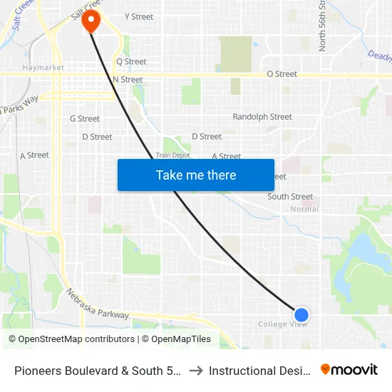 Pioneers Boulevard & South 52nd Street, Se to Instructional Design Center map