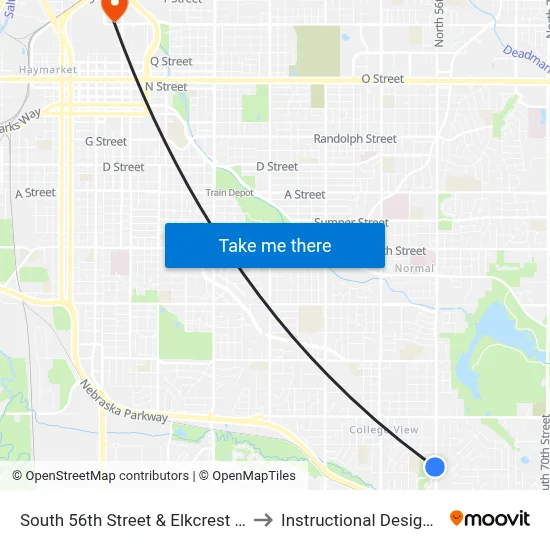 South 56th Street & Elkcrest Drive, NW to Instructional Design Center map