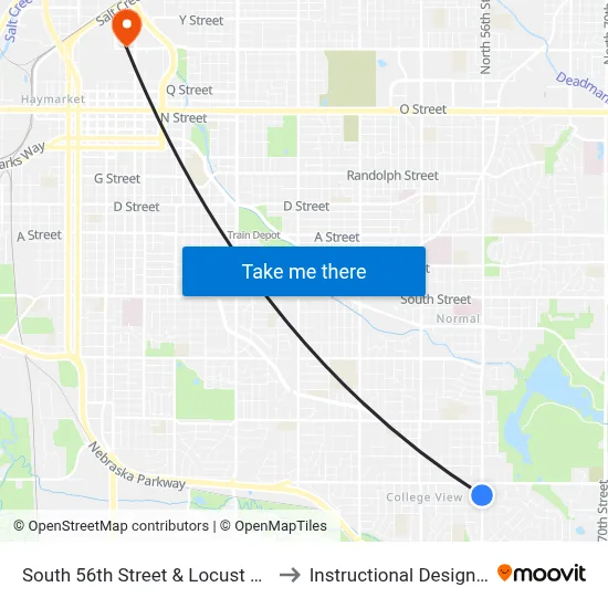 South 56th Street & Locust Street, SW to Instructional Design Center map
