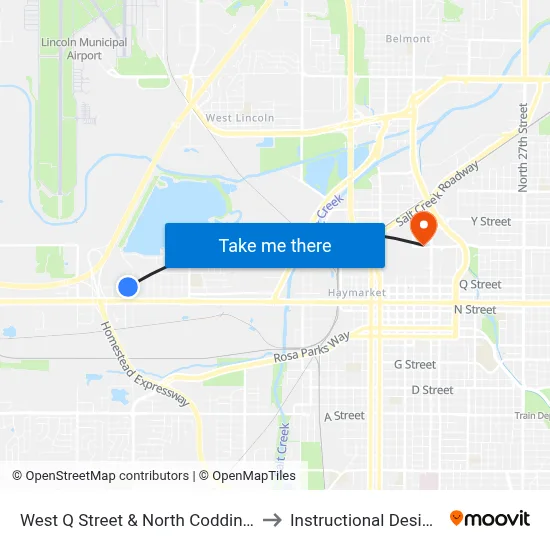 West Q Street & North Coddington Avenue to Instructional Design Center map