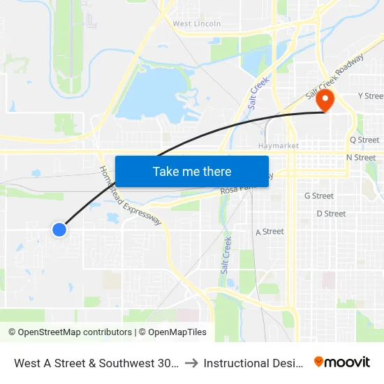 West A Street & Southwest 30th Street, SW to Instructional Design Center map