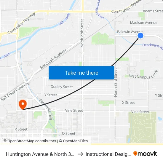 Huntington Avenue & North 39th Street, N to Instructional Design Center map