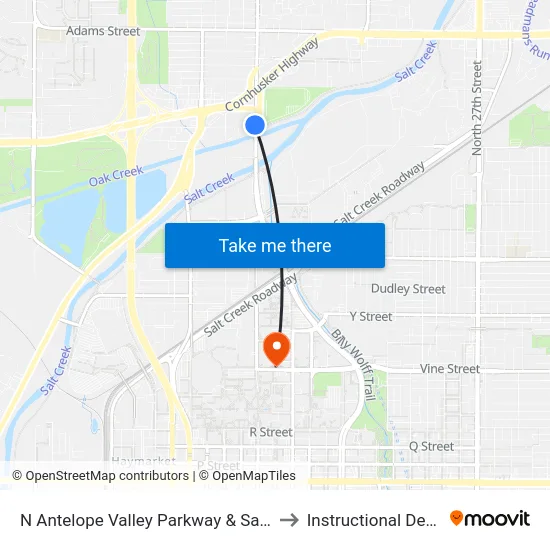 N Antelope Valley Parkway & Saunders Avenue, NE to Instructional Design Center map