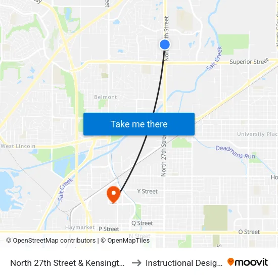 North 27th Street & Kensington Drive, SW to Instructional Design Center map