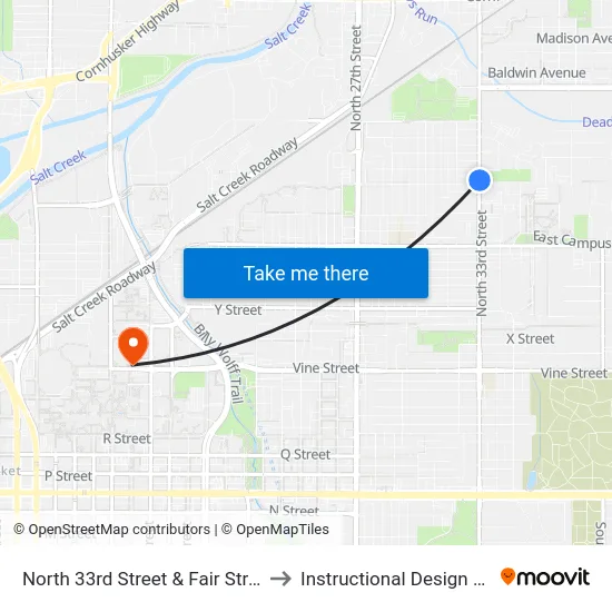 North 33rd Street & Fair Street, NE to Instructional Design Center map