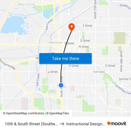 10th & South Street (Southeast Side) to Instructional Design Center map
