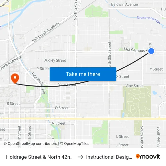 Holdrege Street & North 42nd Street, NE to Instructional Design Center map