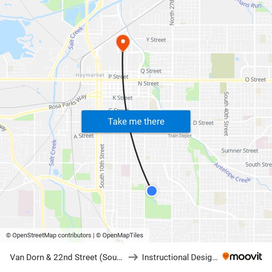 Van Dorn & 22nd Street (Southeast Side) to Instructional Design Center map