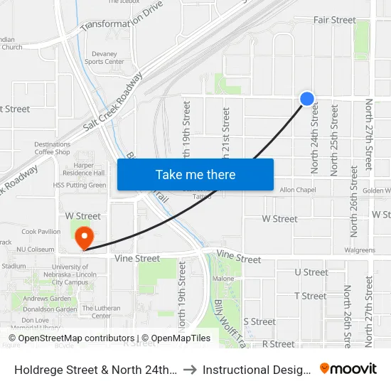 Holdrege Street & North 24th Street, SW to Instructional Design Center map