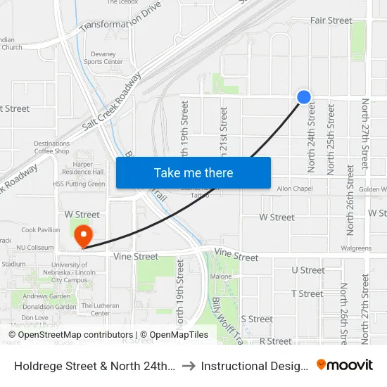 Holdrege Street & North 24th Street, NW to Instructional Design Center map