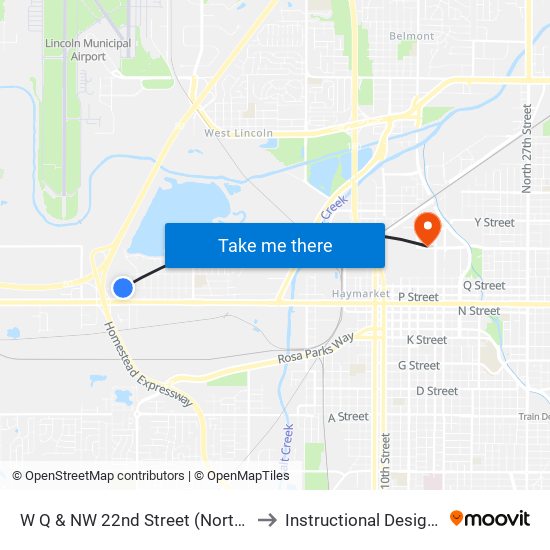 W Q & NW 22nd Street (Northeast Side) to Instructional Design Center map