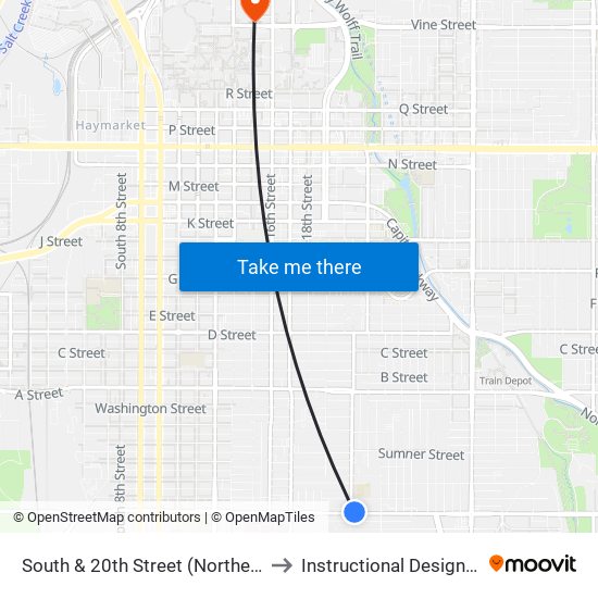 South & 20th Street (Northeast Side) to Instructional Design Center map