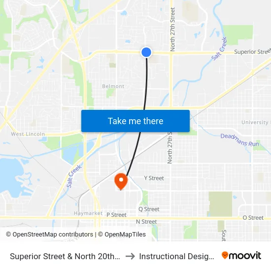 Superior Street & North 20th Street, NE to Instructional Design Center map