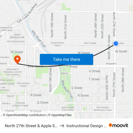North 27th Street & Apple Street, Se to Instructional Design Center map