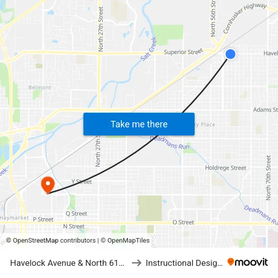 Havelock Avenue & North 61st Street, SW to Instructional Design Center map