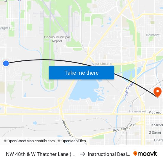 NW 48th & W Thatcher Lane (Northeast Side) to Instructional Design Center map