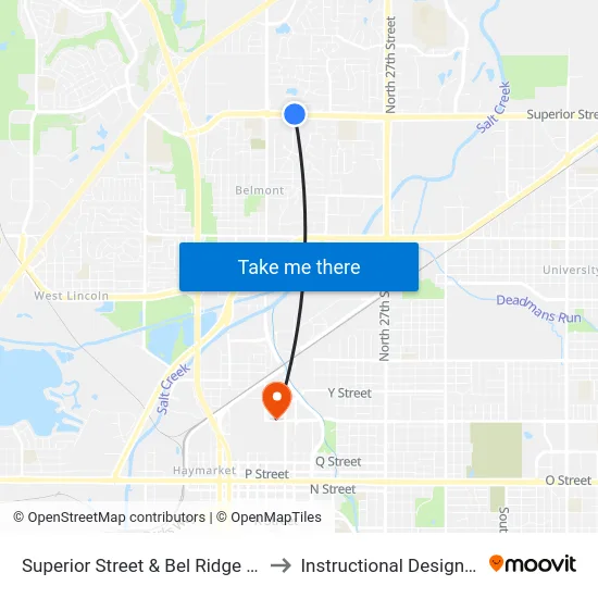 Superior Street & Bel Ridge Drive, NE to Instructional Design Center map