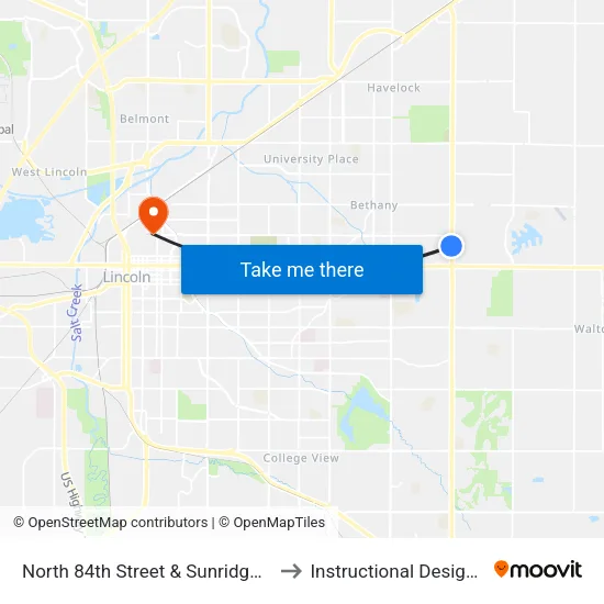 North 84th Street & Sunridge Road, SW to Instructional Design Center map