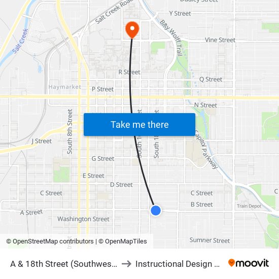 A & 18th Street (Southwest Side) to Instructional Design Center map