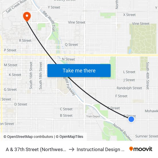 A & 37th Street (Northwest Side) to Instructional Design Center map