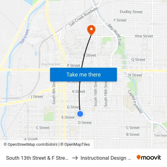 South 13th Street & F Street, NW to Instructional Design Center map