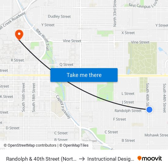 Randolph & 40th Street (Northeast Side) to Instructional Design Center map