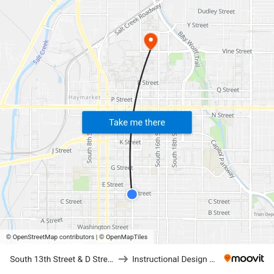 South 13th Street & D Street, SW to Instructional Design Center map