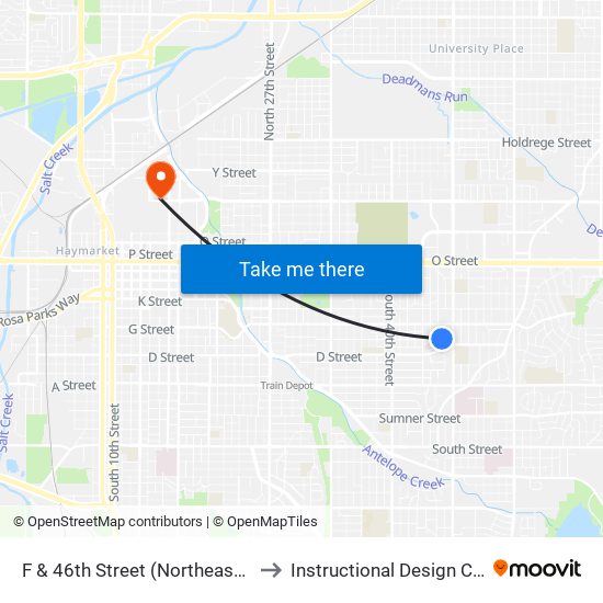 F & 46th Street (Northeast Side) to Instructional Design Center map