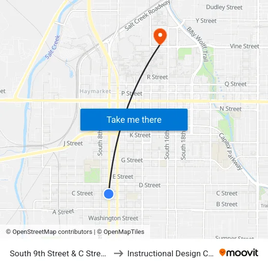 South 9th Street & C Street, SW to Instructional Design Center map