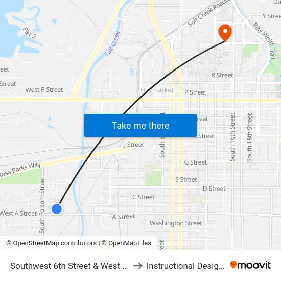 Southwest 6th Street & West B Street, Se to Instructional Design Center map