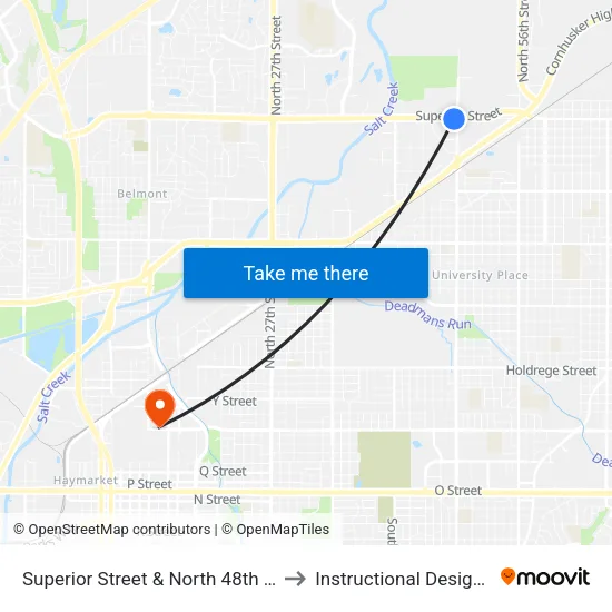 Superior Street & North 48th Street, SW to Instructional Design Center map
