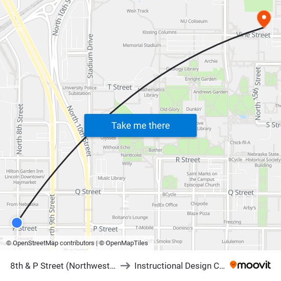 8th & P Street (Northwest Side) to Instructional Design Center map