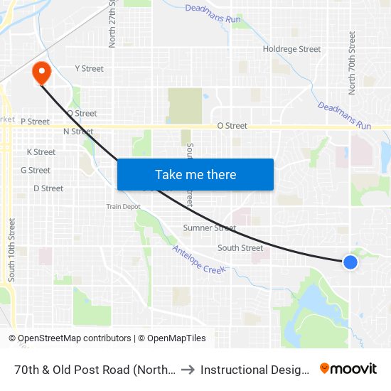 70th & Old Post Road (Northeast Side) to Instructional Design Center map