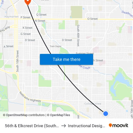 56th & Elkcrest Drive (Southeast Side) to Instructional Design Center map