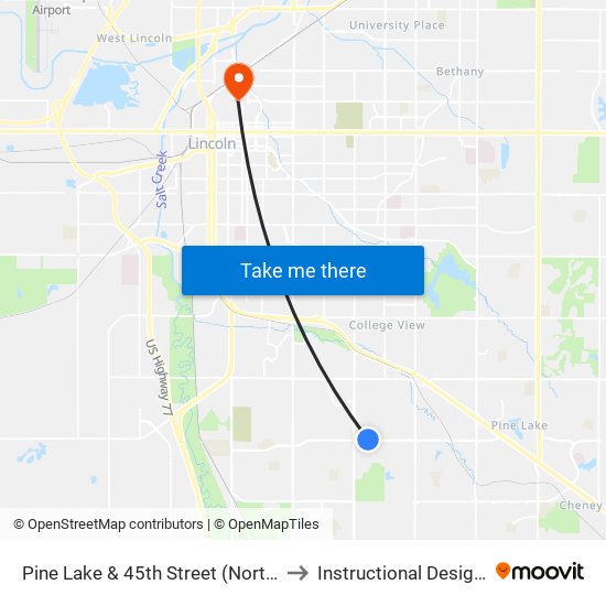 Pine Lake & 45th Street (Northwest Side) to Instructional Design Center map