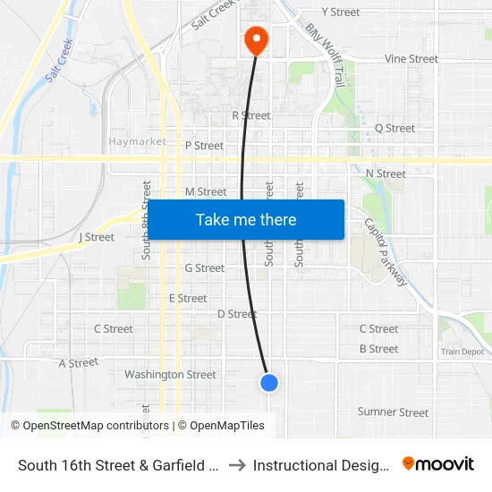 South 16th Street & Garfield Street, NW to Instructional Design Center map
