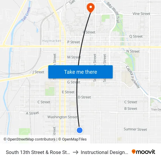 South 13th Street & Rose Street, NW to Instructional Design Center map