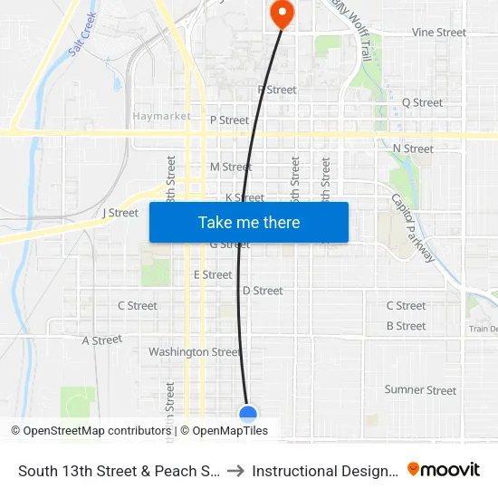 South 13th Street & Peach Street, SW to Instructional Design Center map