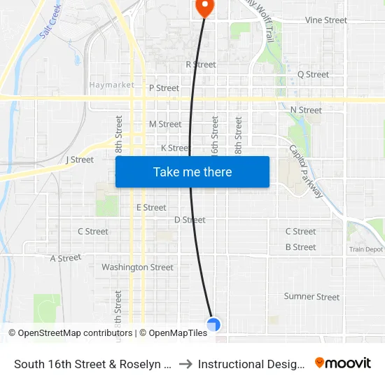 South 16th Street & Roselyn Terrace, W to Instructional Design Center map