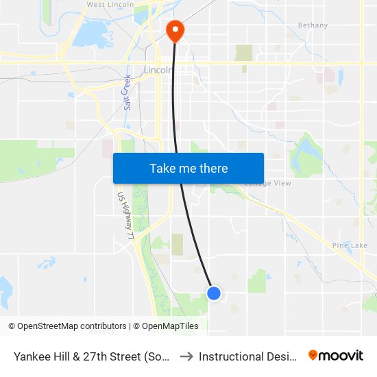 Yankee Hill & 27th Street (Southeast Side) to Instructional Design Center map