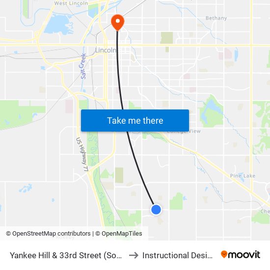 Yankee Hill & 33rd Street (Southeast Side) to Instructional Design Center map