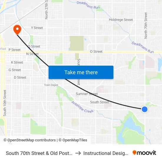 South 70th Street & Old Post Place, SW to Instructional Design Center map