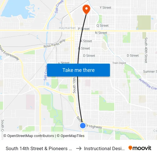 South 14th Street & Pioneers Boulevard, NW to Instructional Design Center map