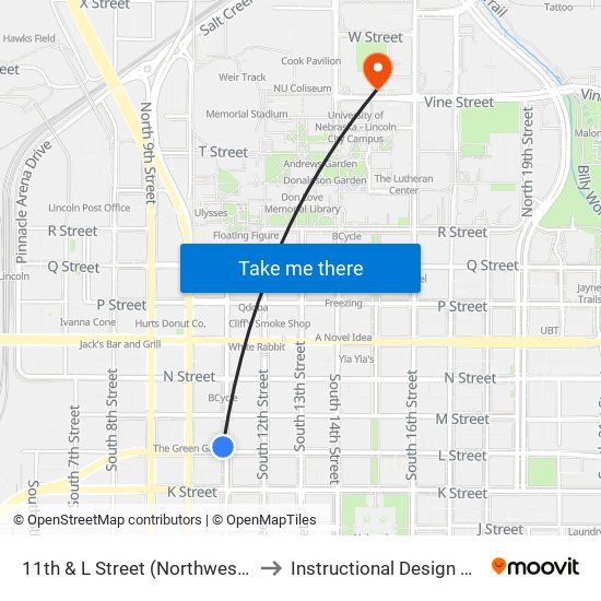 11th & L Street (Northwest Side) to Instructional Design Center map