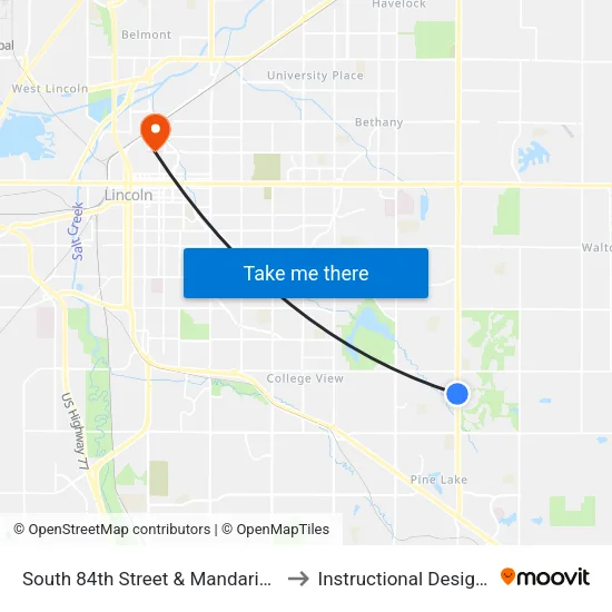 South 84th Street & Mandarin Circle, SW to Instructional Design Center map