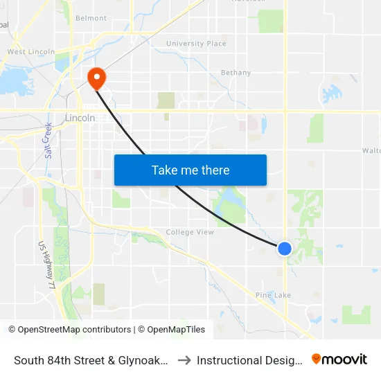 South 84th Street & Glynoaks Drive, NW to Instructional Design Center map
