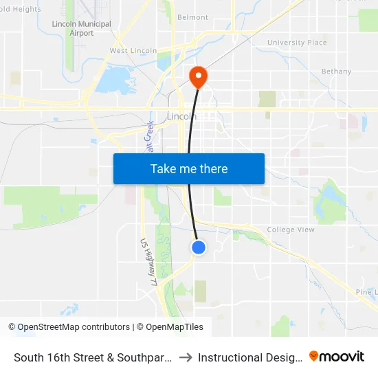 South 16th Street & Southpark Circle, NW to Instructional Design Center map