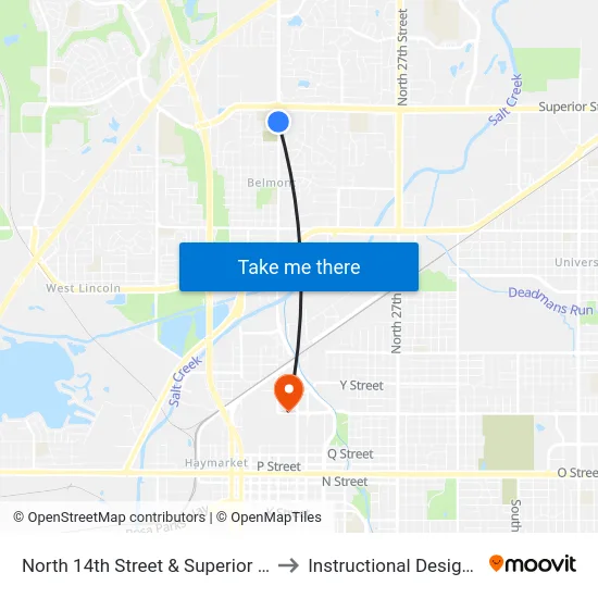 North 14th Street & Superior Street, SW to Instructional Design Center map