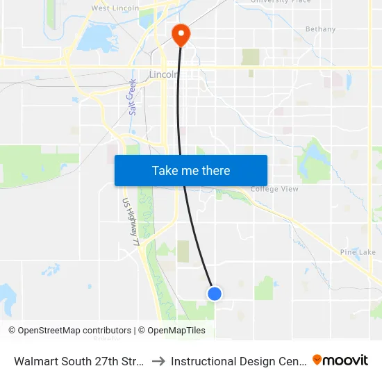 Walmart South 27th Street to Instructional Design Center map